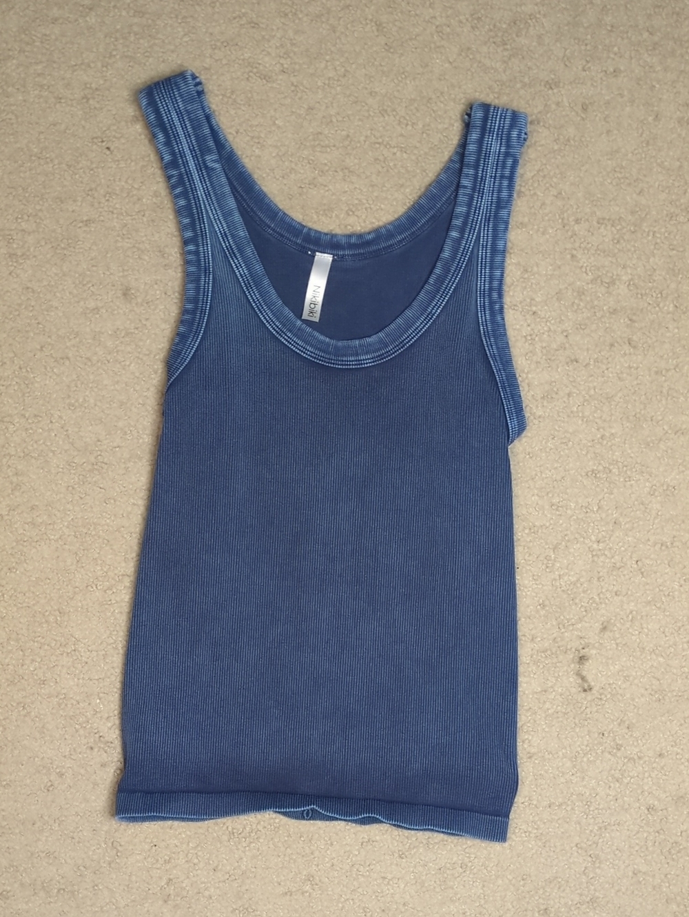 Nikibiki Blue Ribbed Scoop Neck Tank